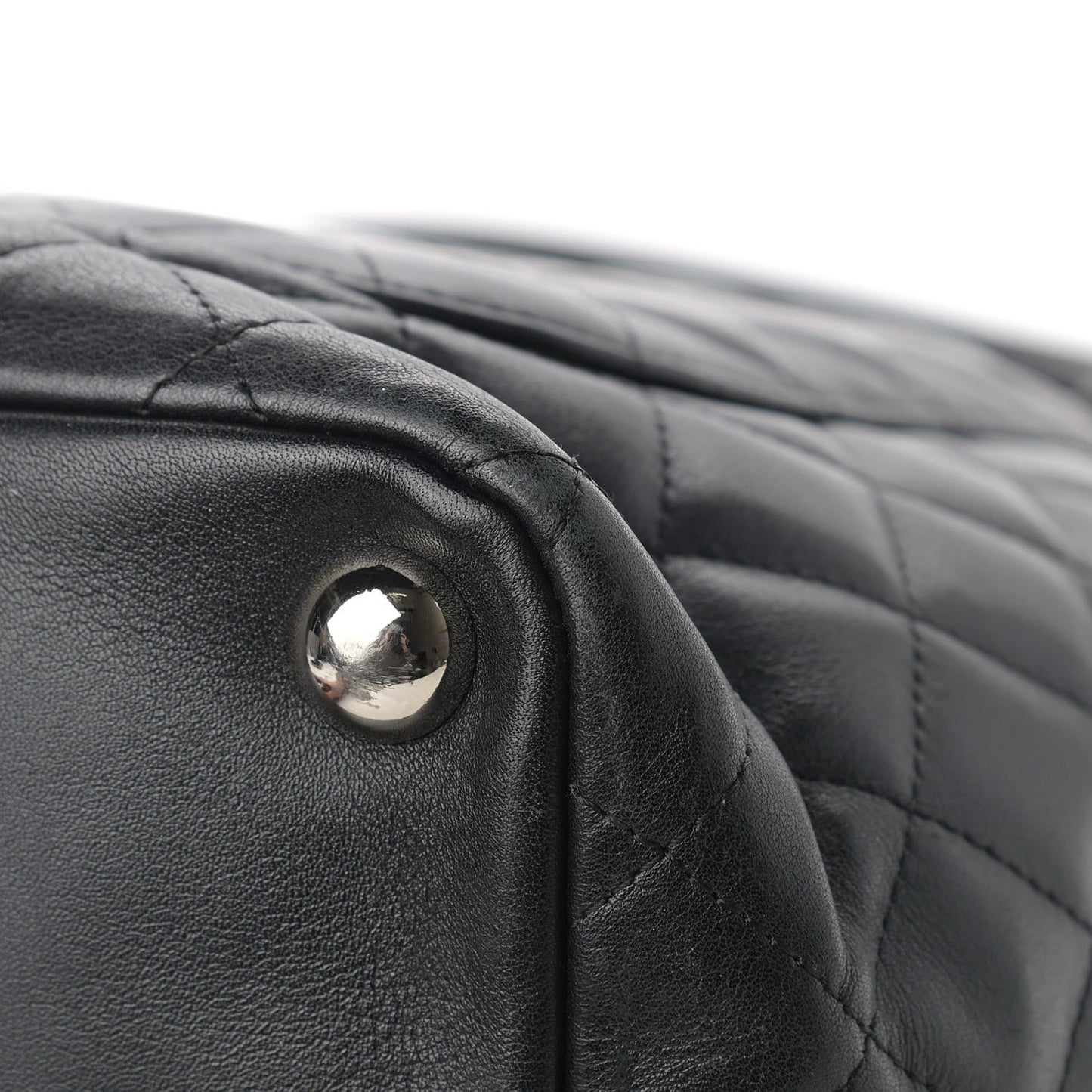 Calfskin Quilted Medium Cambon Tote Black White