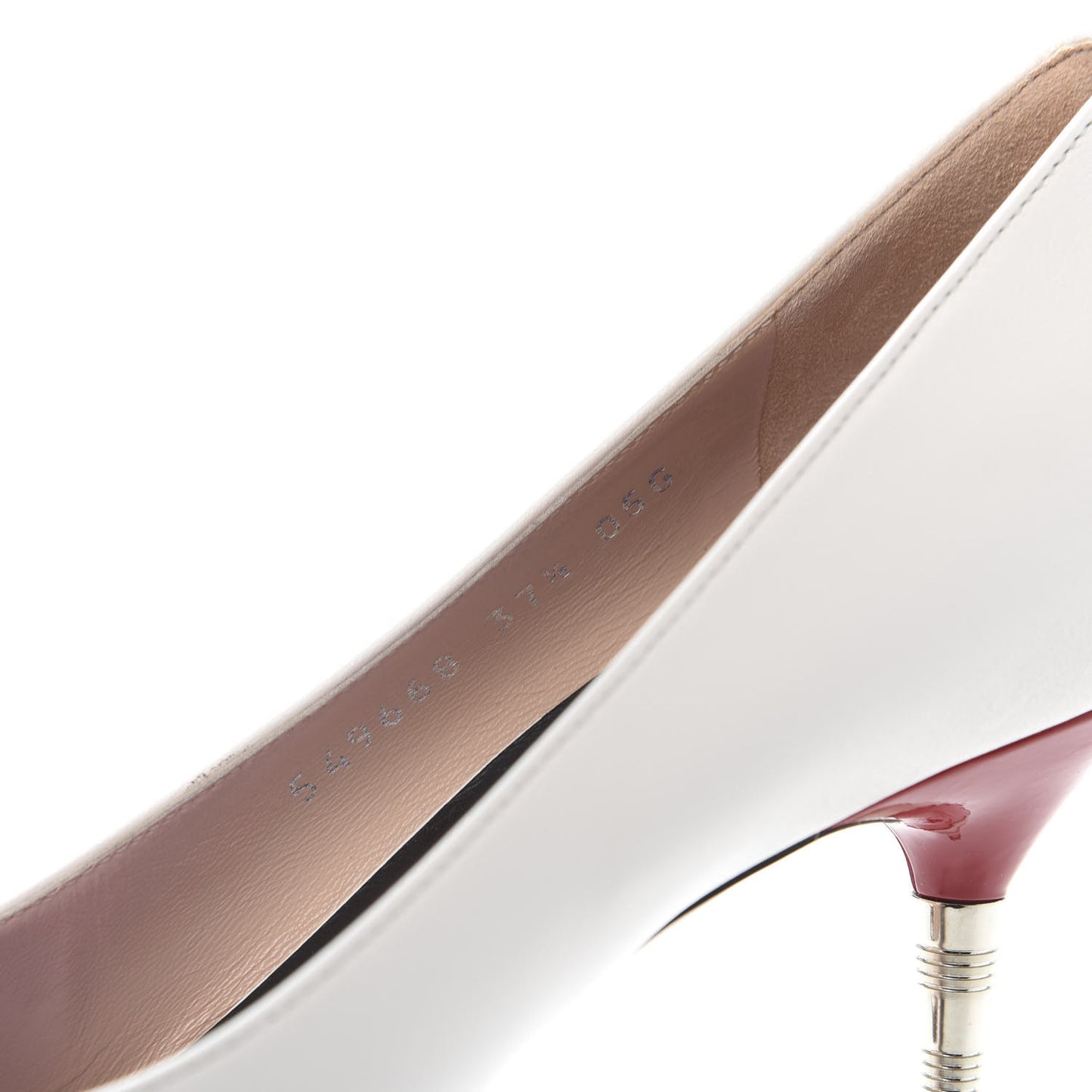 Calfskin GG Bow Sadie Spike Mid Heel Pumps 37.5 White