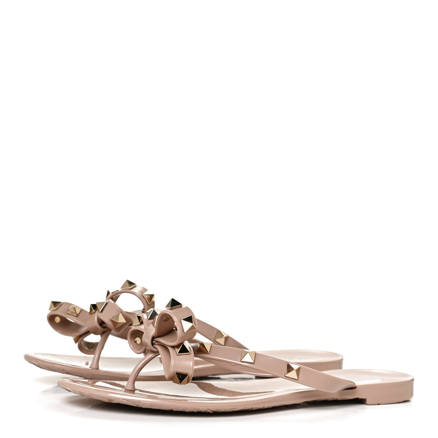 Valentino Garavani PVC Jelly Rockstud Bow Thong Sandals 36 Poudre 3 of 11