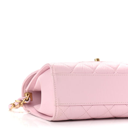 Chanel Crumpled Lambskin Quilted Small CC Links Top Handle Flap Light Pink 9 of 11