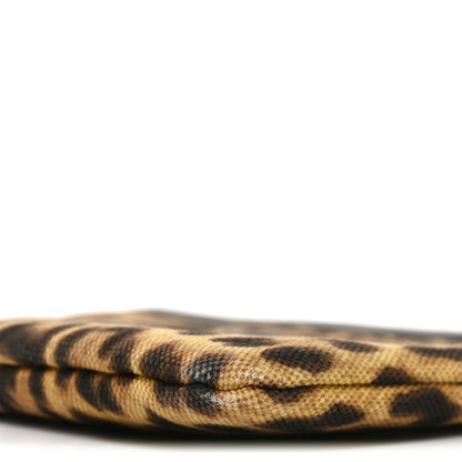 Saint Laurent Canvas Leopard Print Rive Gauche Zipped Pouch Natural Black 8 of 8