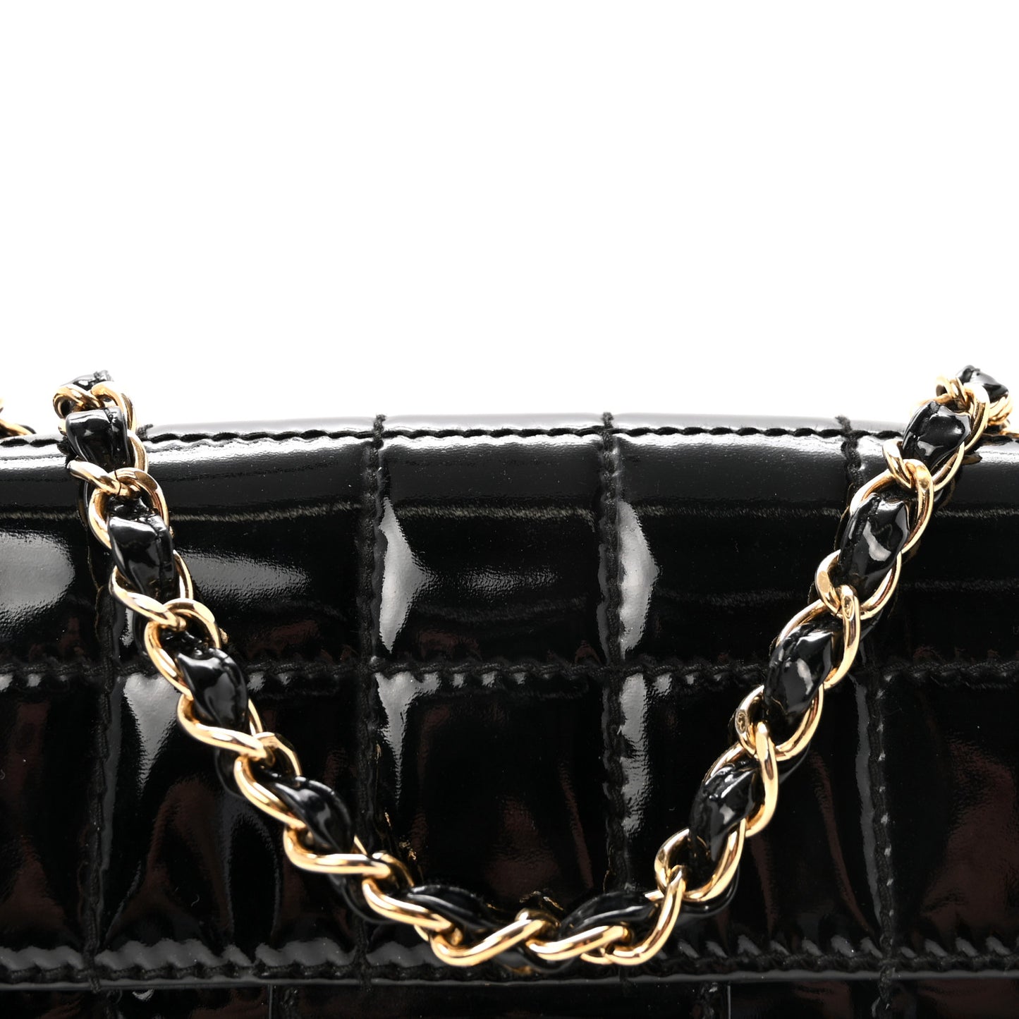 Patent Medium Chocolate Bar Flap Black