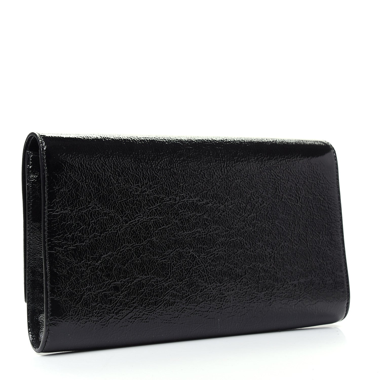 Saint Laurent Textured Patent Monogram Large Belle De Jour Clutch Black 3 of 6