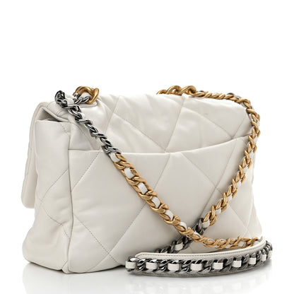 Chanel Goatskin Quilted Large Chanel 19 Flap White 3 of 11