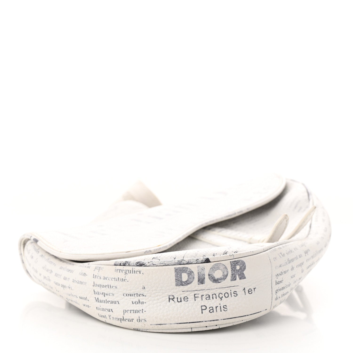Christian Dior X DANIEL ARSHAM Grained Calfskin Newspaper Print Saddle Bag White 4 of 19