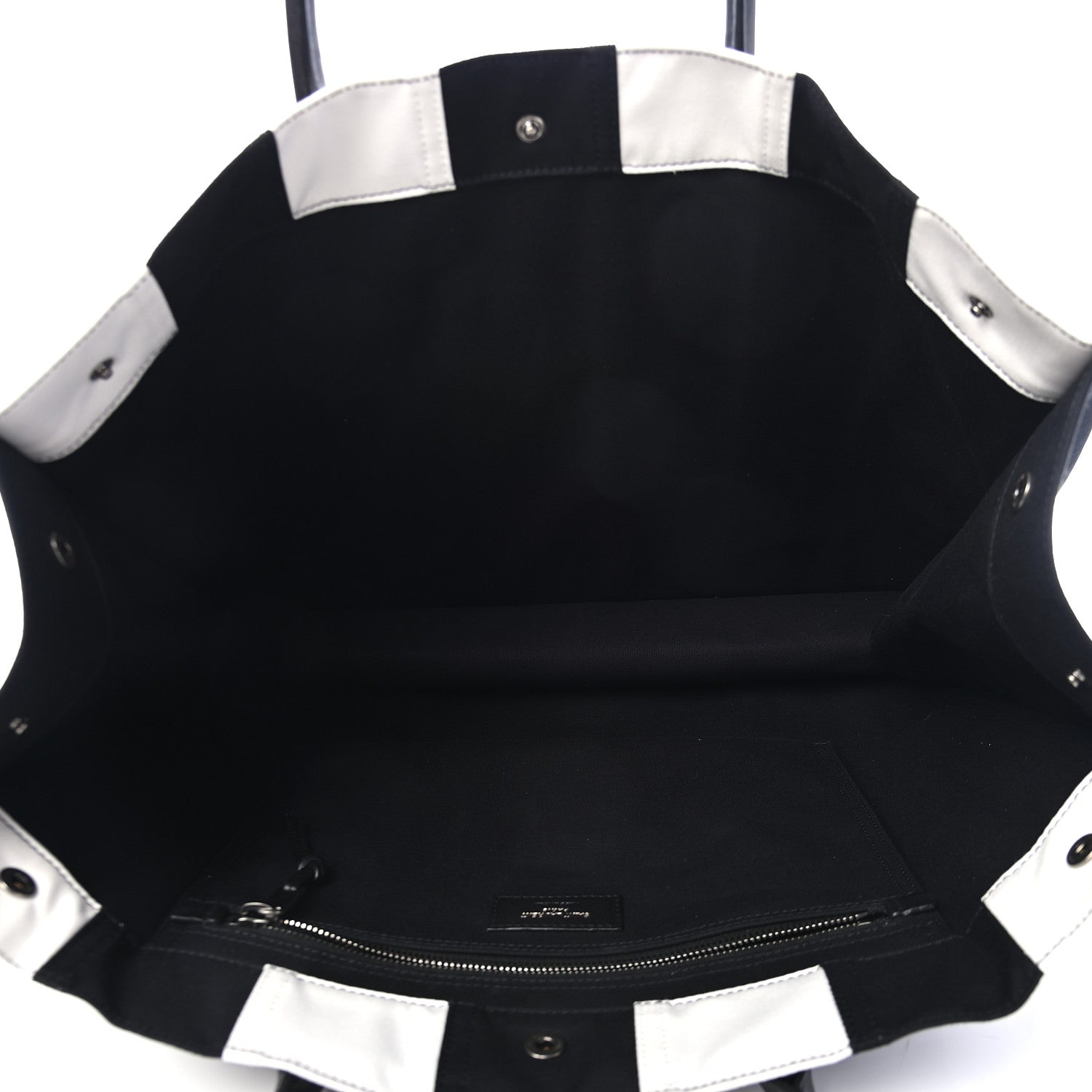 Saint Laurent Canvas Noe Striped Tote Black White 5 of 8