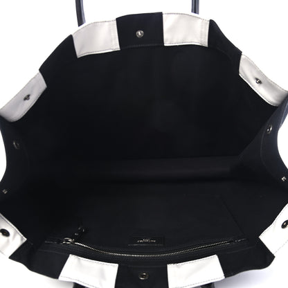 Saint Laurent Canvas Noe Striped Tote Black White 5 of 8