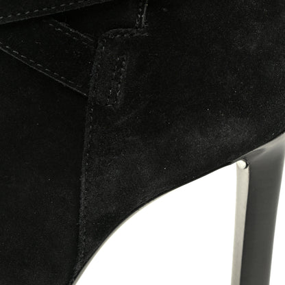 Saint Laurent Suede Mica Buckle Western Ankle Booties 39 Black 10 of 15