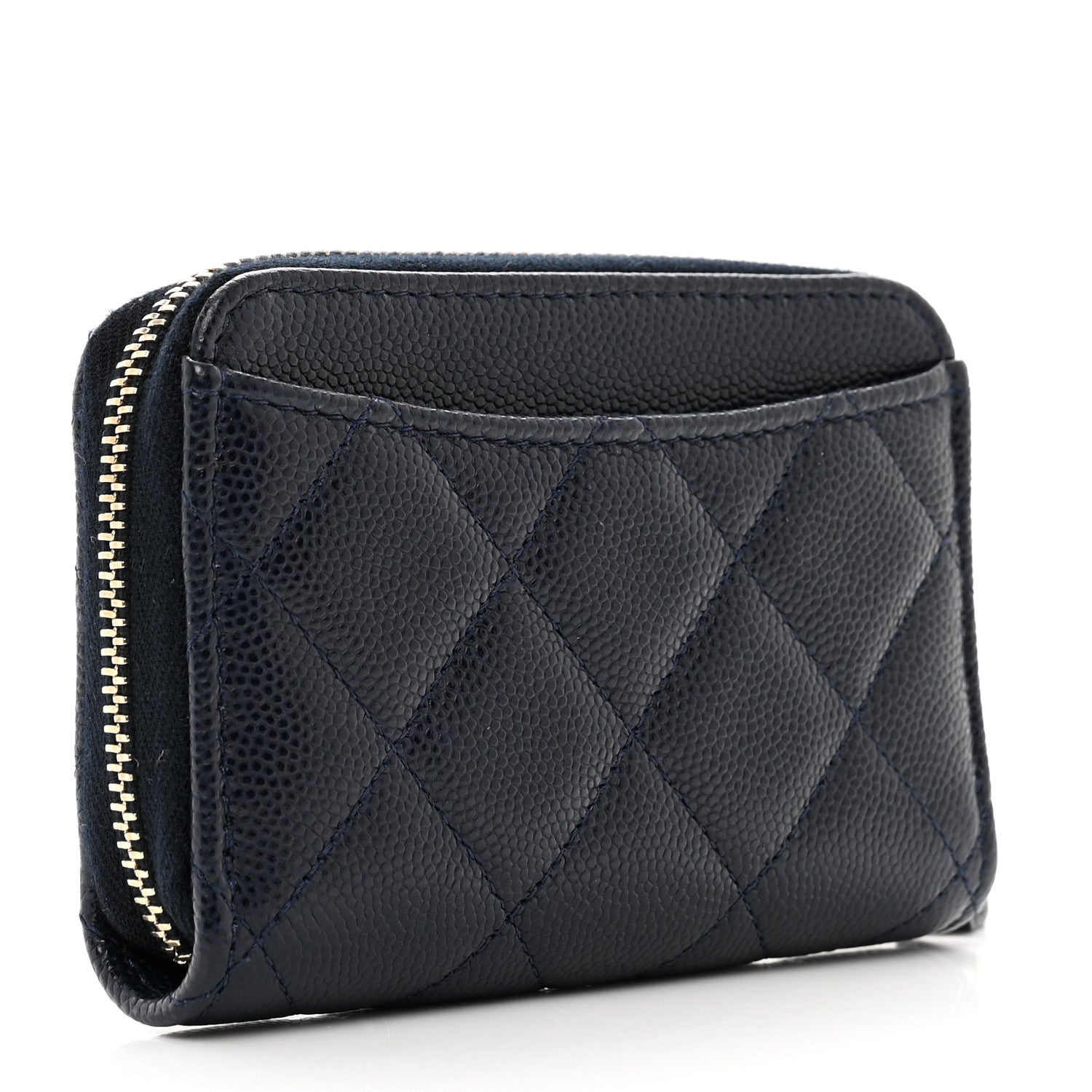 Chanel Caviar Enamel Coco Casino Quilted Zip Coin Purse Navy Blue 3 of 9