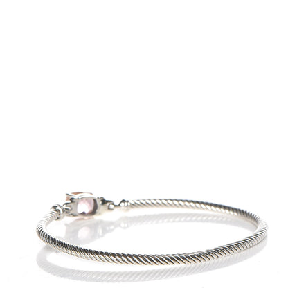 David Yurman Sterling Silver Diamond Morganite 3mm Petite Wheaton Bracelet 3 of 5