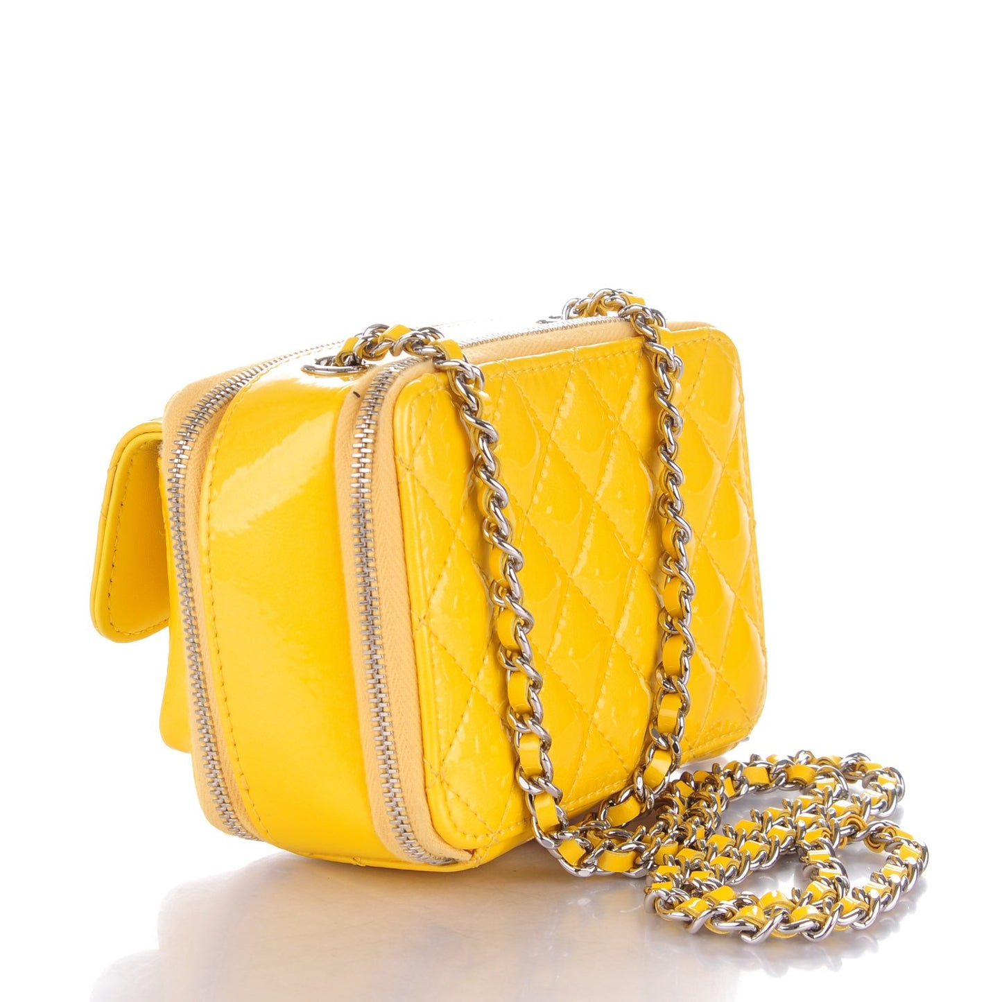 Patent Quilted Mini Pocket Box Yellow