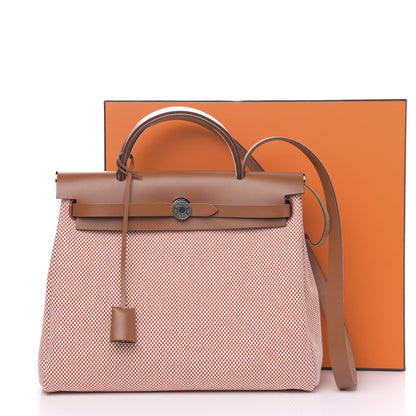 Hermes Criss Viking Vache Hunter Herbag Zip Retourne 31 PM Ecru Sanguine Fauve 12 of 12