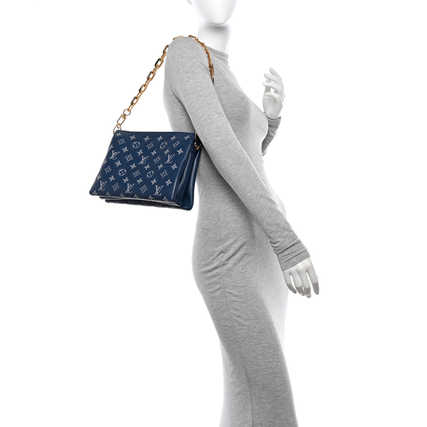 Lambskin Embossed Monogram Coussin PM Denim Blue