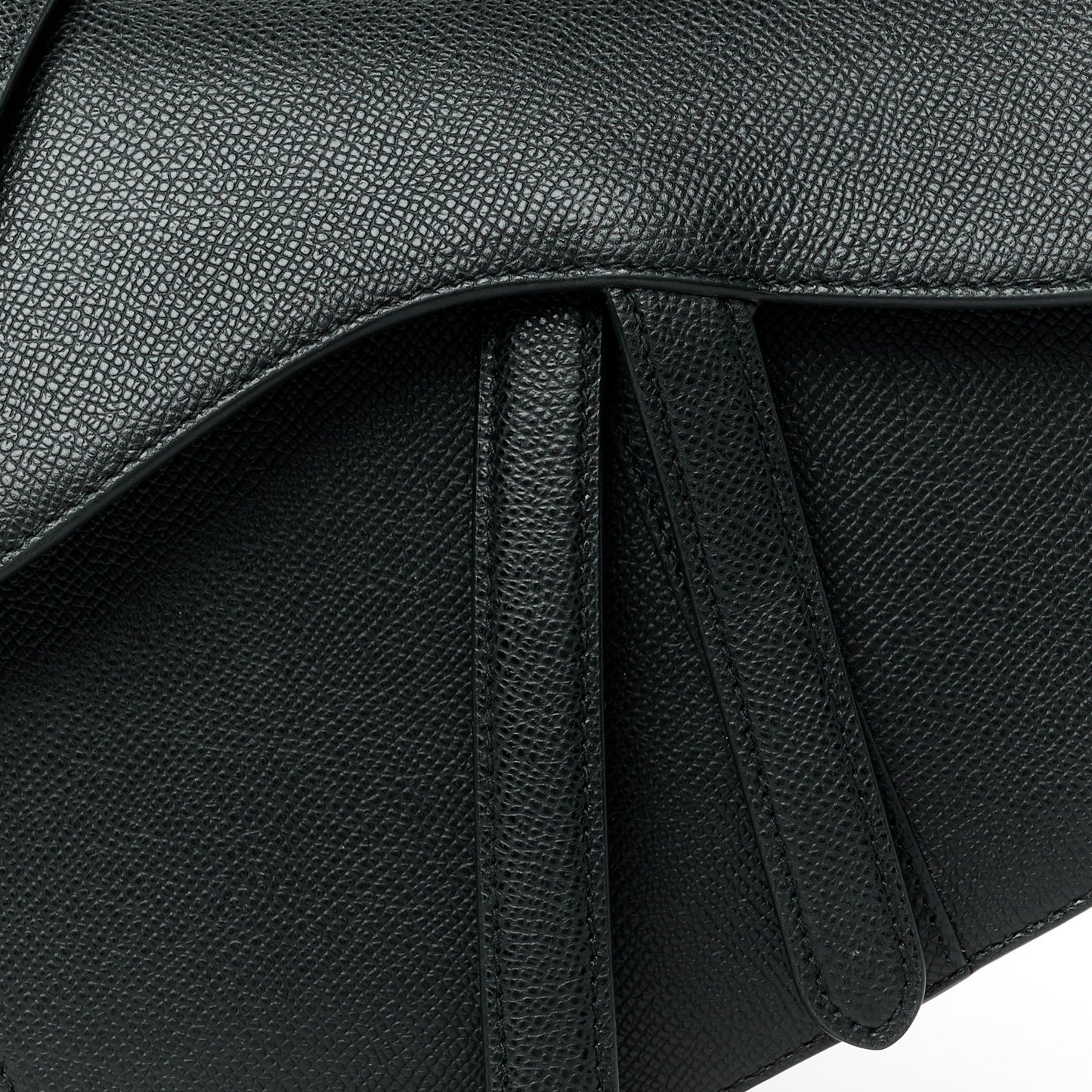 Grained Calfskin Saddle Bag With Strap Black
