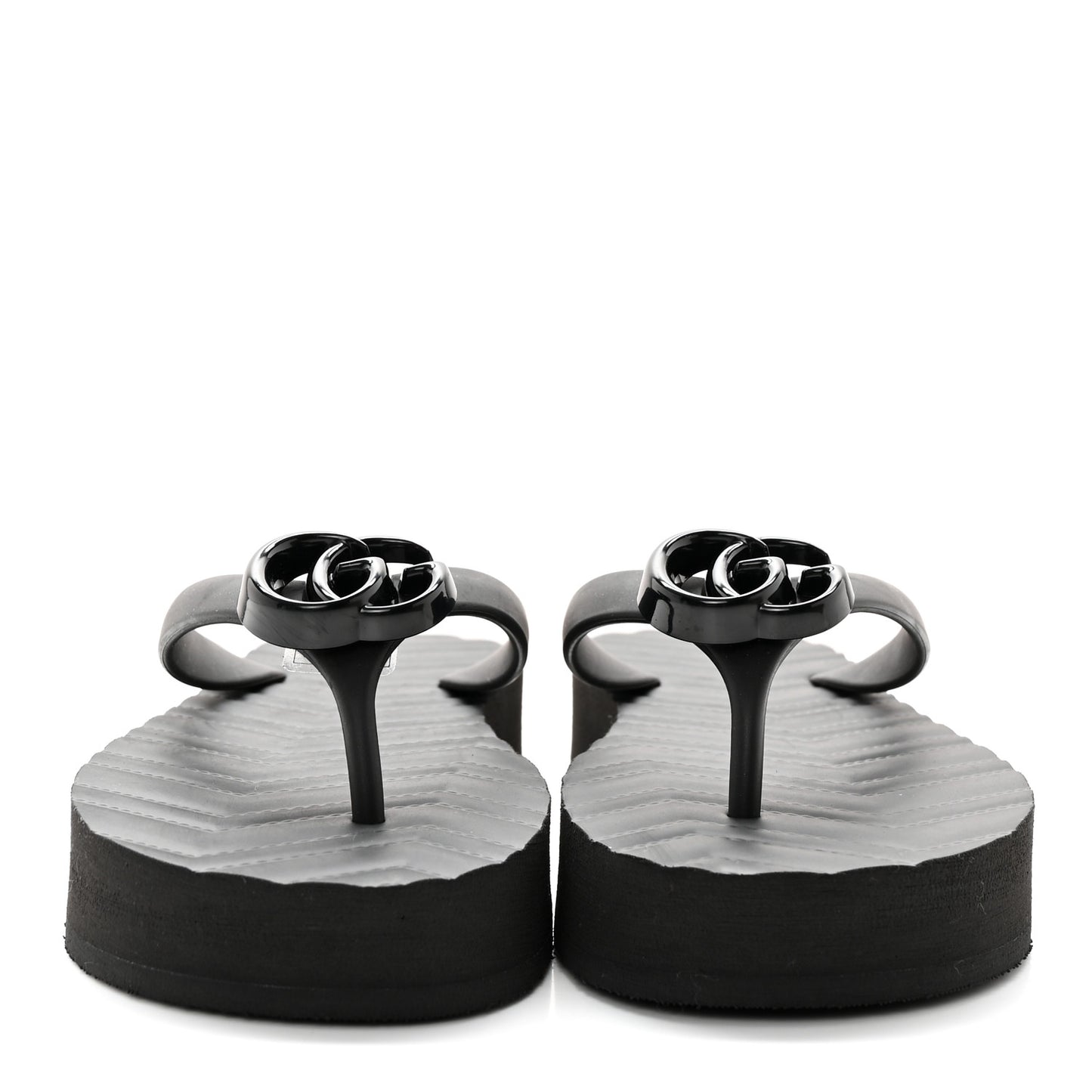 Rubber Chevron Womens GG Thong Sandals 35 Black