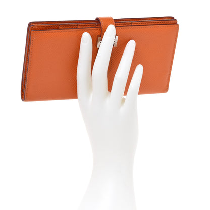 Hermes Epsom Bearn Gusset Wallet Orange 2 of 13