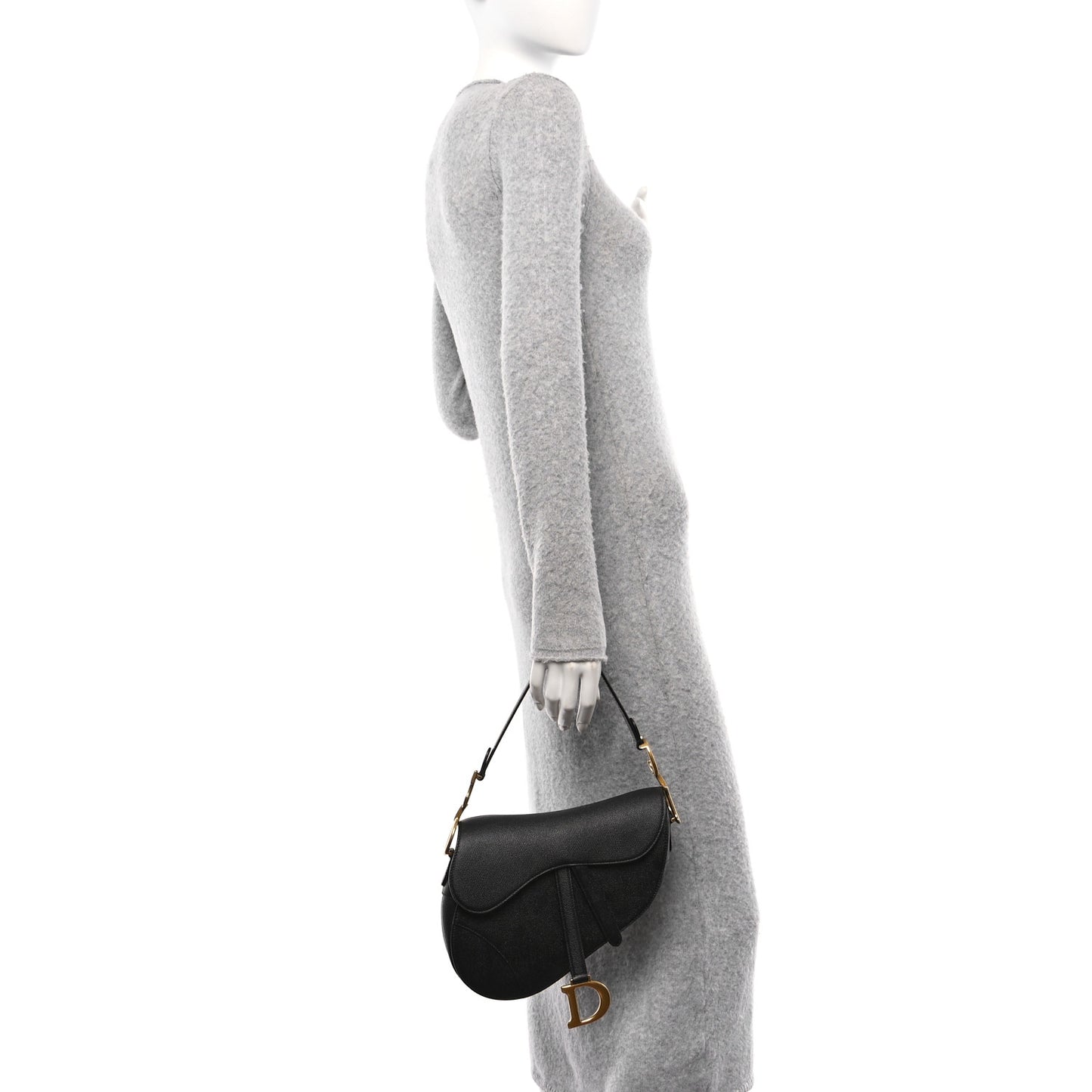 Grained Calfskin Saddle Bag Black