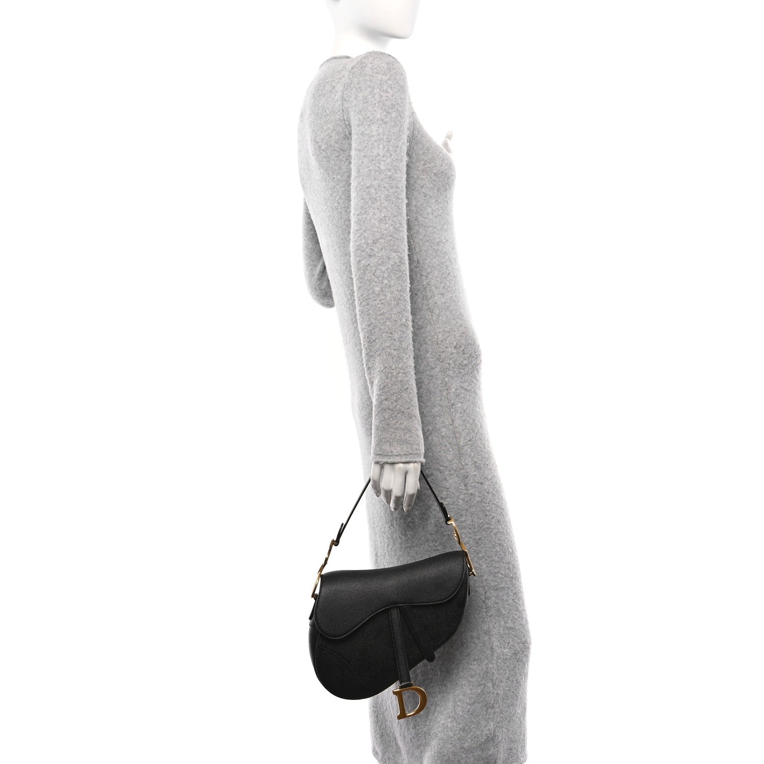 Christian Dior Grained Calfskin Saddle Bag Black 2 of 10