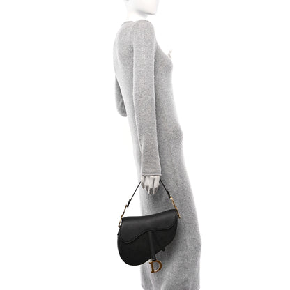 Christian Dior Grained Calfskin Saddle Bag Black 2 of 10