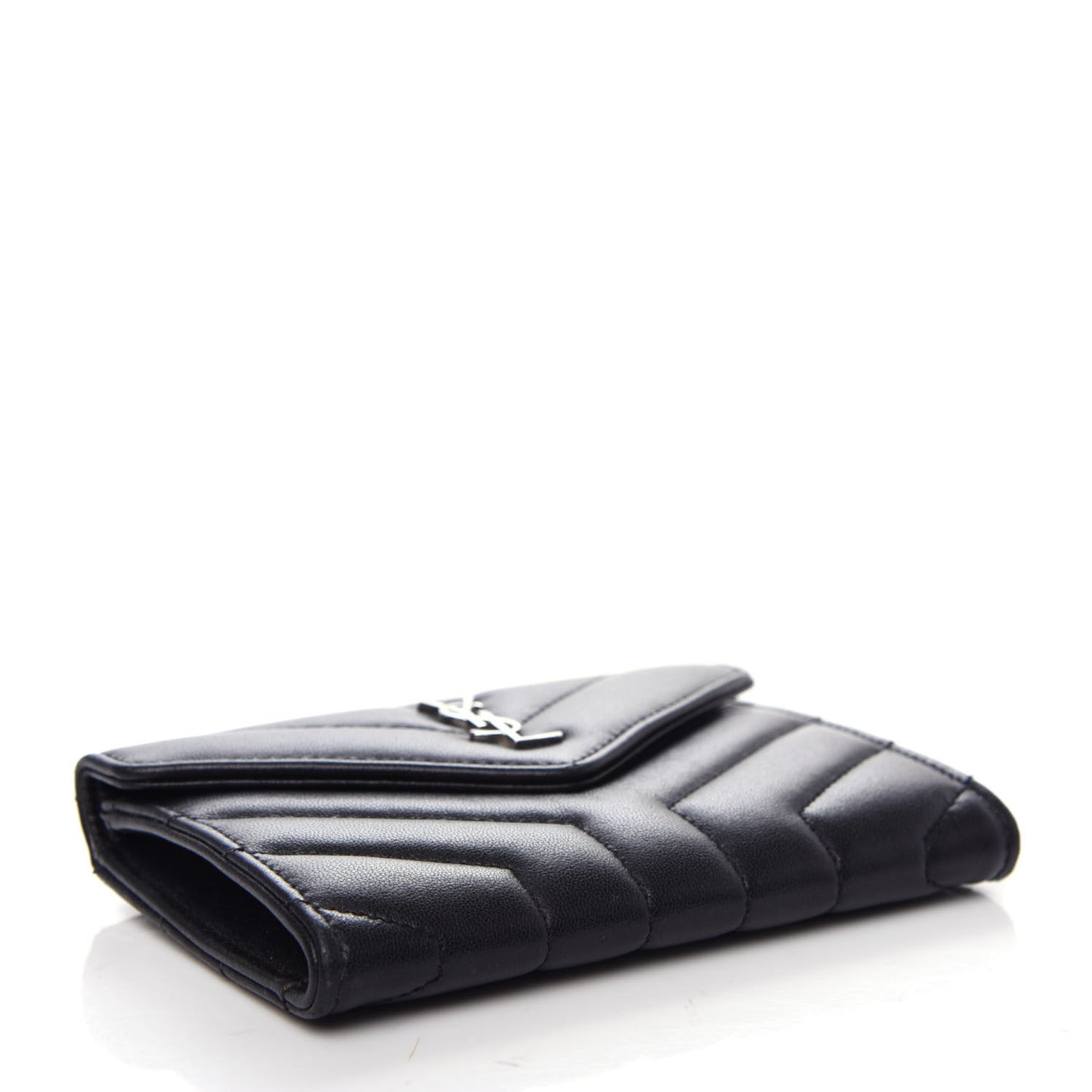 Lambskin Y Quilted Monogram Small Loulou Envelope Wallet Black