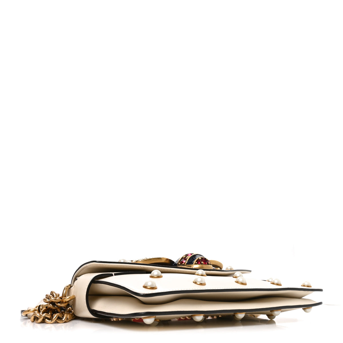 Gucci Nappa Pearl Studded Mini Queen Margaret Broadway Shoulder Bag Mystic White 4 of 10