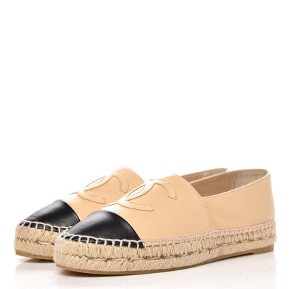 Chanel Lambskin CC Espadrilles 39 Beige Black 3 of 11