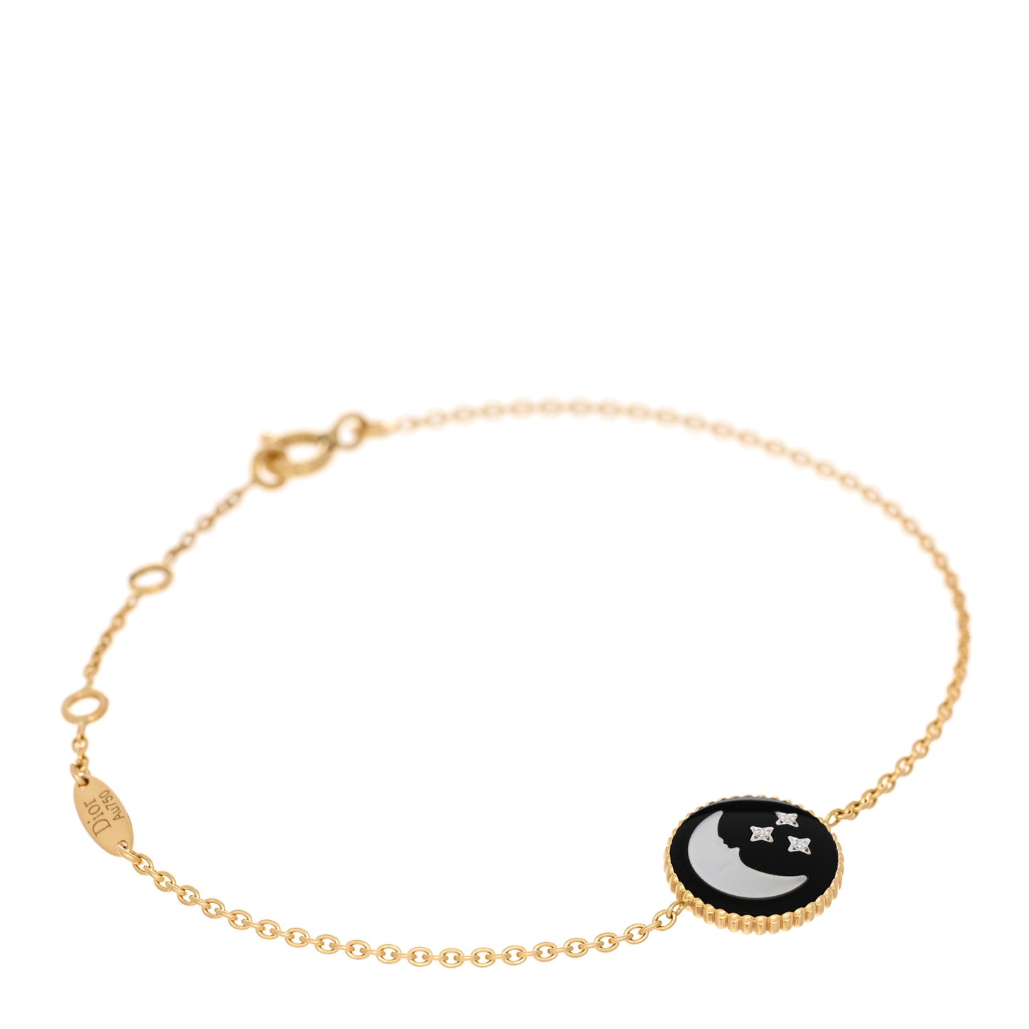 18K Yellow Gold Diamond Black Onyx Mother of Pearl Rose Celeste Bracelet