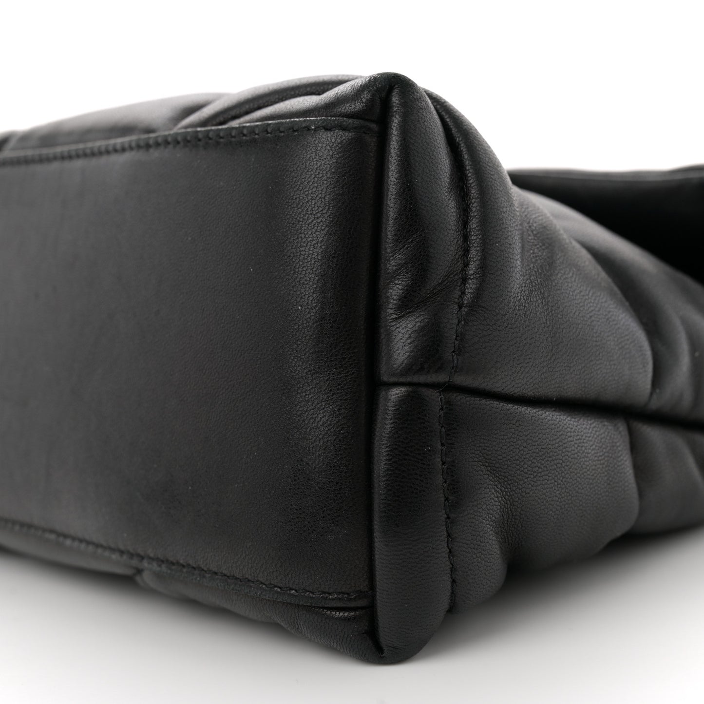 Lambskin Quilted Small Loulou Puffer Monogram Chain Satchel Black