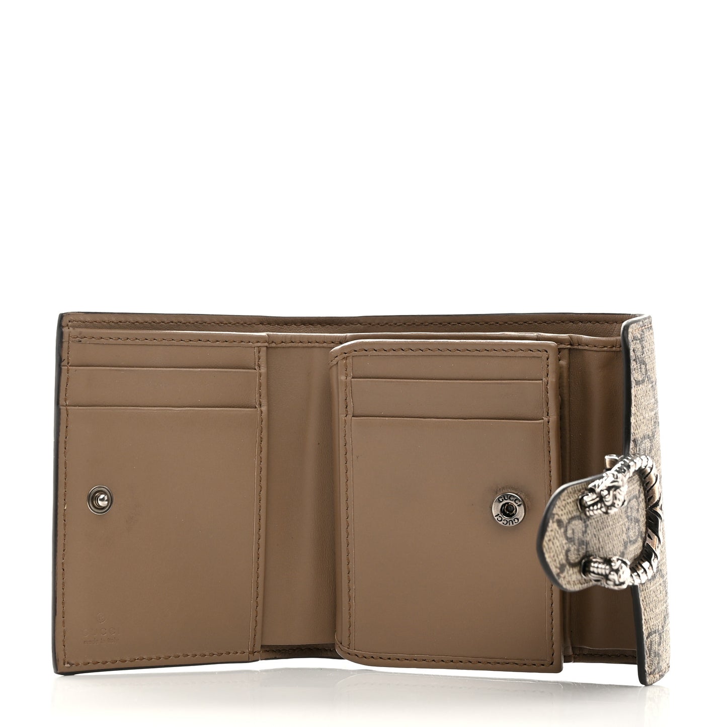 GG Supreme Monogram Dionysus Card Case Wallet Beige Taupe