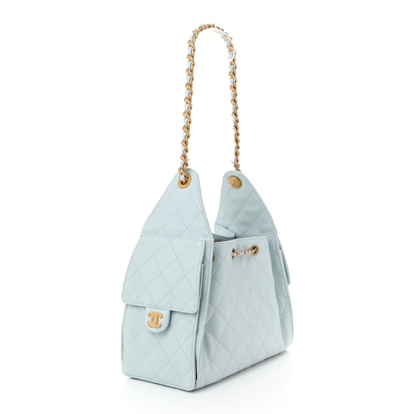 Caviar Quilted Small Chanel 25 Handbag Light Blue