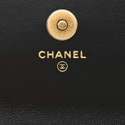 Chanel Lambskin Pearl Crush Quilted Flap Phone Holder With Chain Black 6 of 12