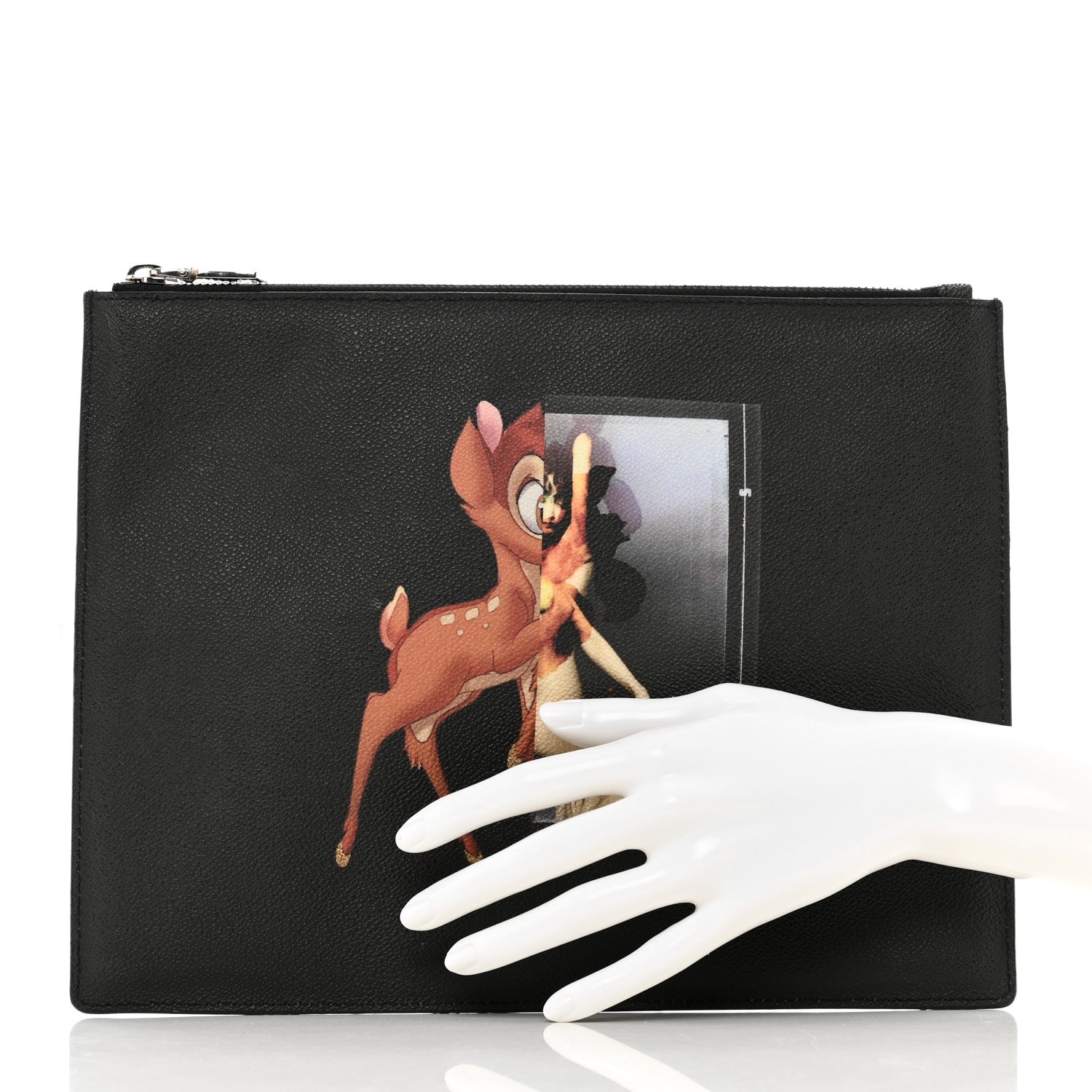 Givenchy Textured Coated Canvas Bambi Print Cosmetic Pouch Black 2 of 7