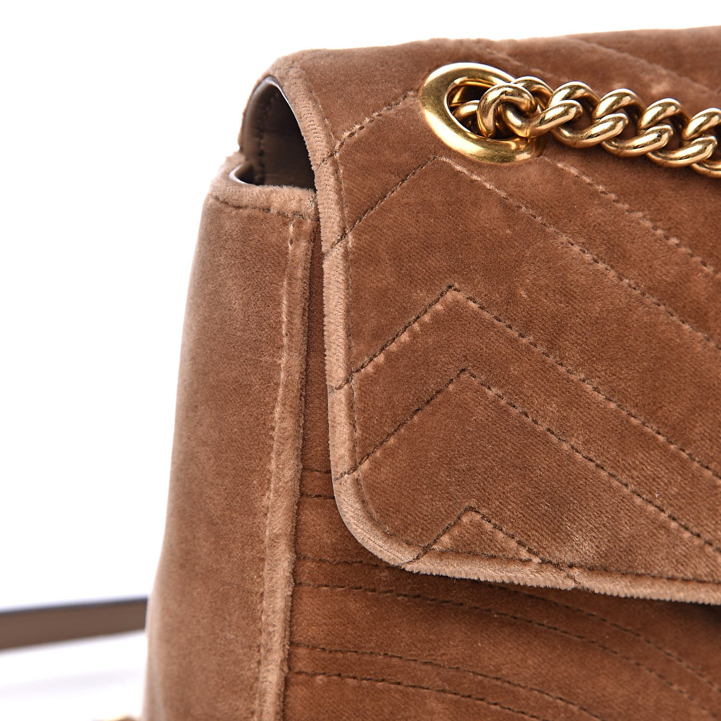 Velvet Matelasse Medium GG Marmont Shoulder Bag Taupe