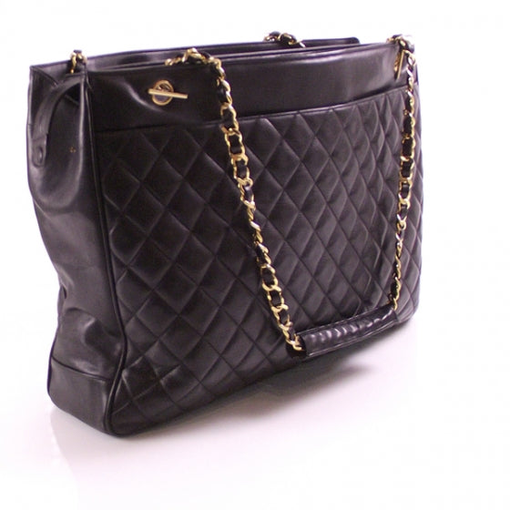 Chanel Vintage Leather XXL Jumbo Black 3 of 12