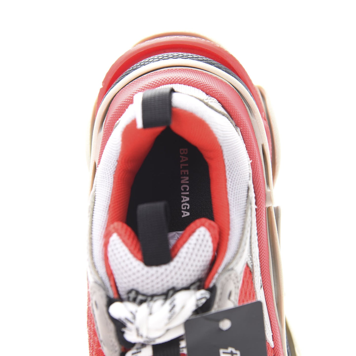 Fabric Mesh Womens Triple S Sneakers 35 Red Grey White
