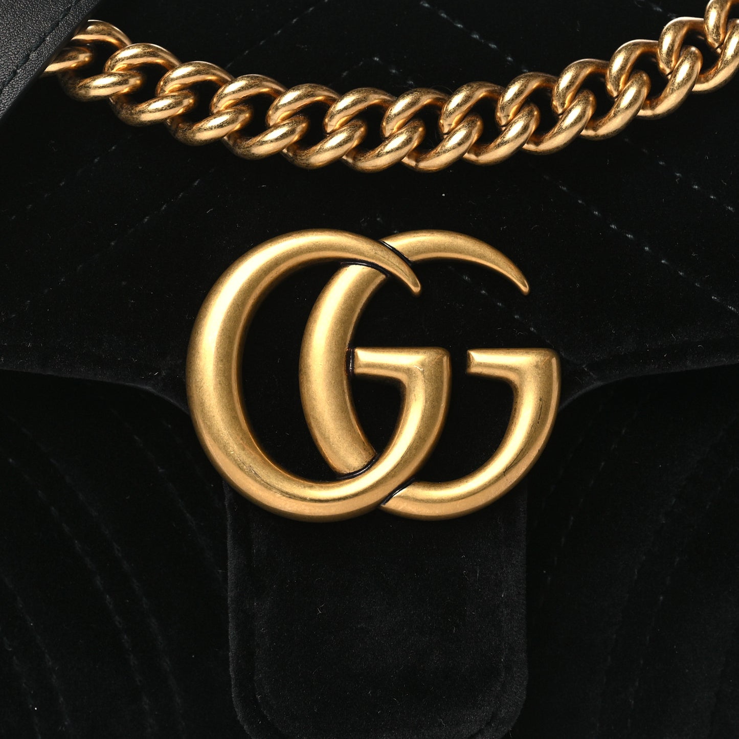 Velvet Matelasse Mini GG Marmont Shoulder Bag Black