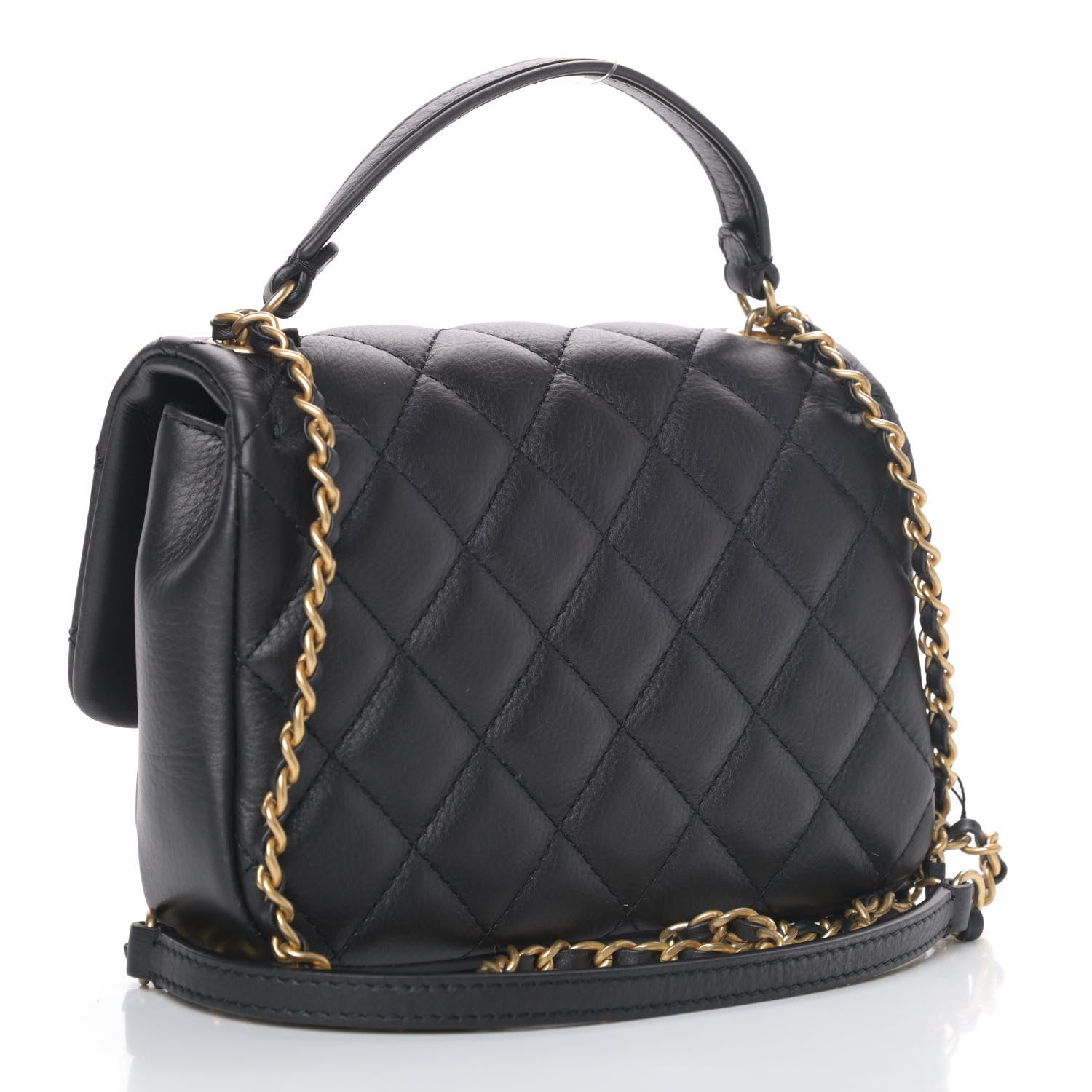 Chanel Calfskin Quilted Top Handle Flap Black 2 of 4
