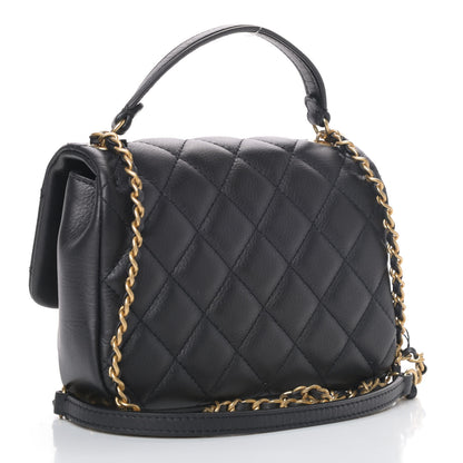 Chanel Calfskin Quilted Top Handle Flap Black 2 of 4