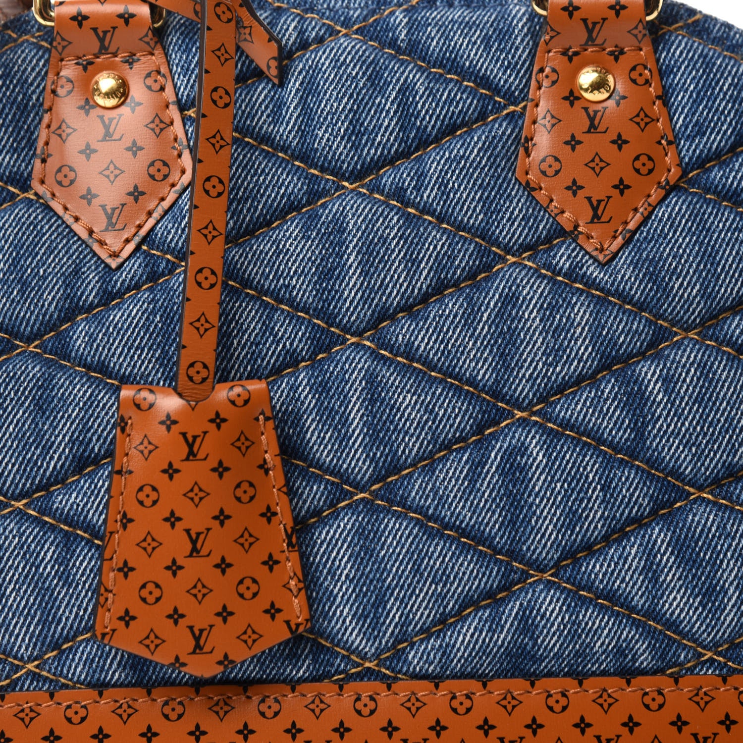 Louis Vuitton Denim Calfskin Reverse Monogram Malletage Alma BB Blue 10 of 10