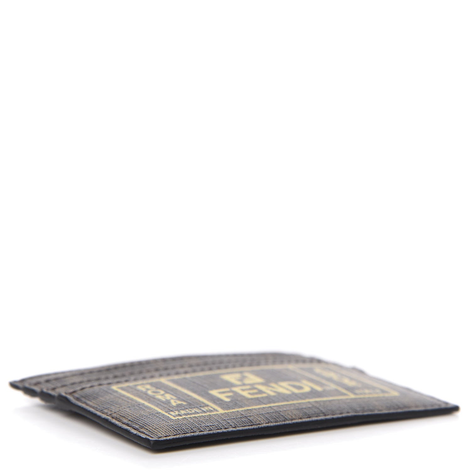 Fendi Glazed Fabric FF 1974 Roma Amor Card Holder Tobacco Limone 4 of 7