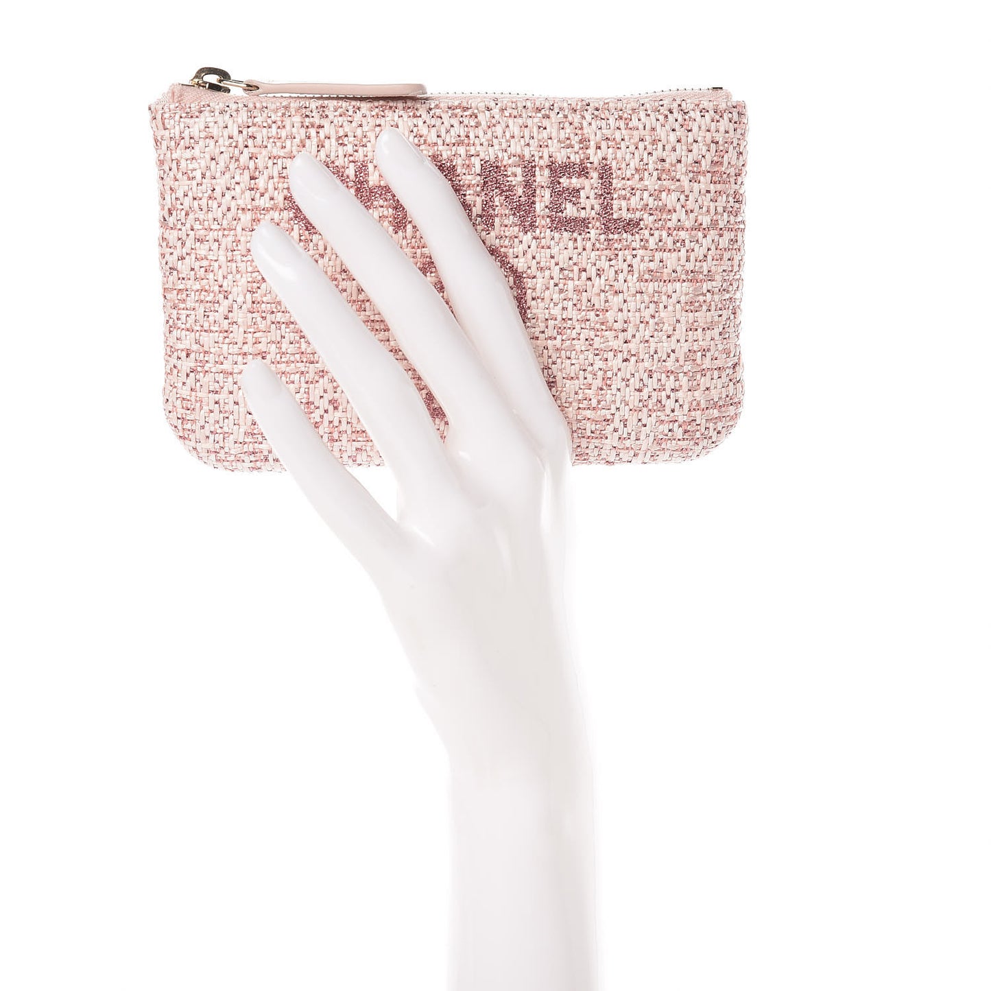 Woven Straw Raffia Deauville Cosmetic Pouch Pink