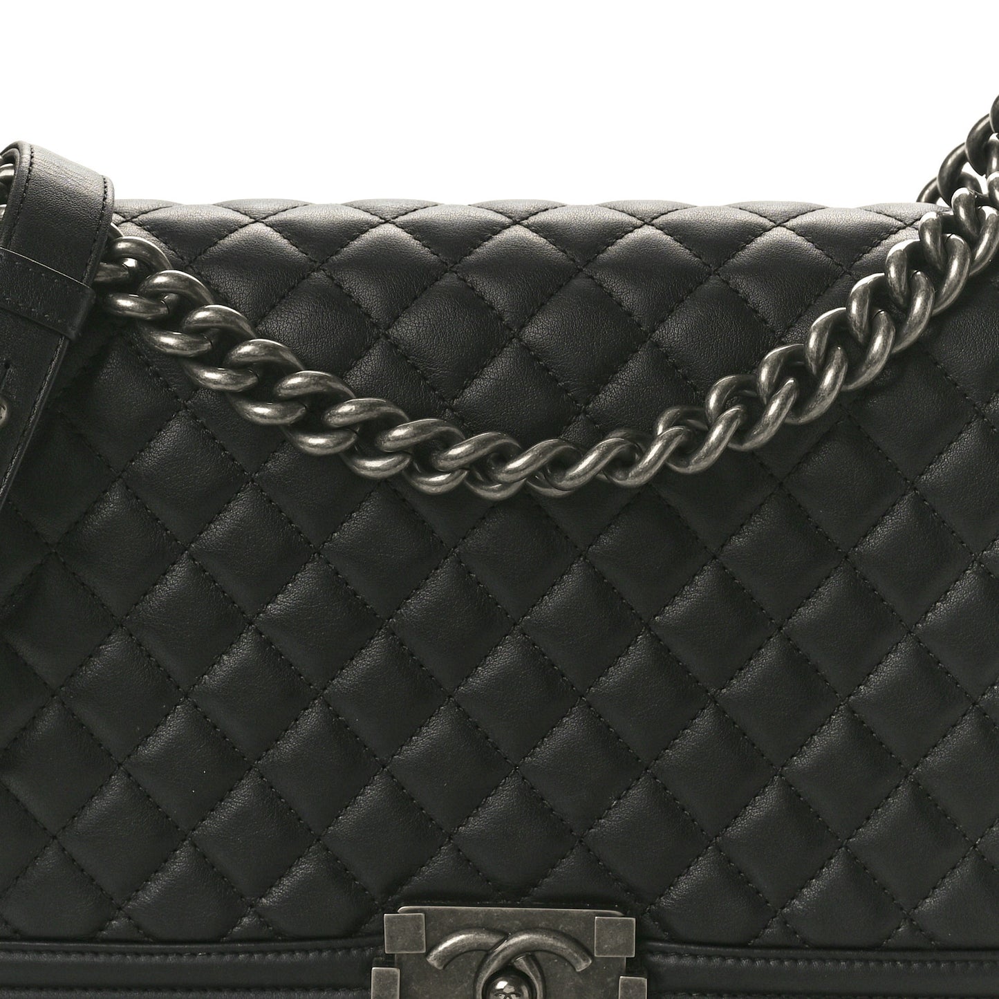 Calfskin Quilted New Medium Boy Flap Black