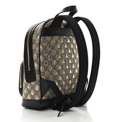 Gucci GG Supreme Monogram Bees Print Small Day Backpack Beige Oro Black 3 of 9