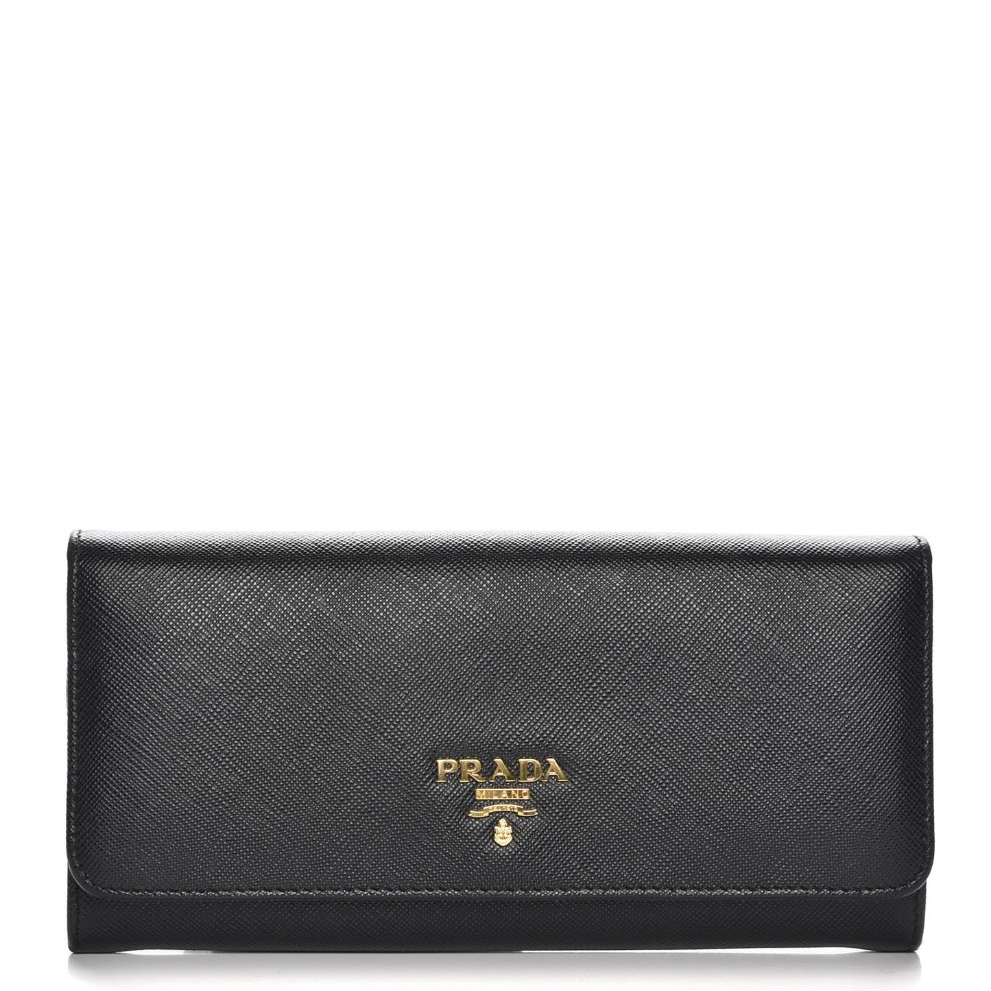 Saffiano Metal Continental Flap Wallet Nero Black