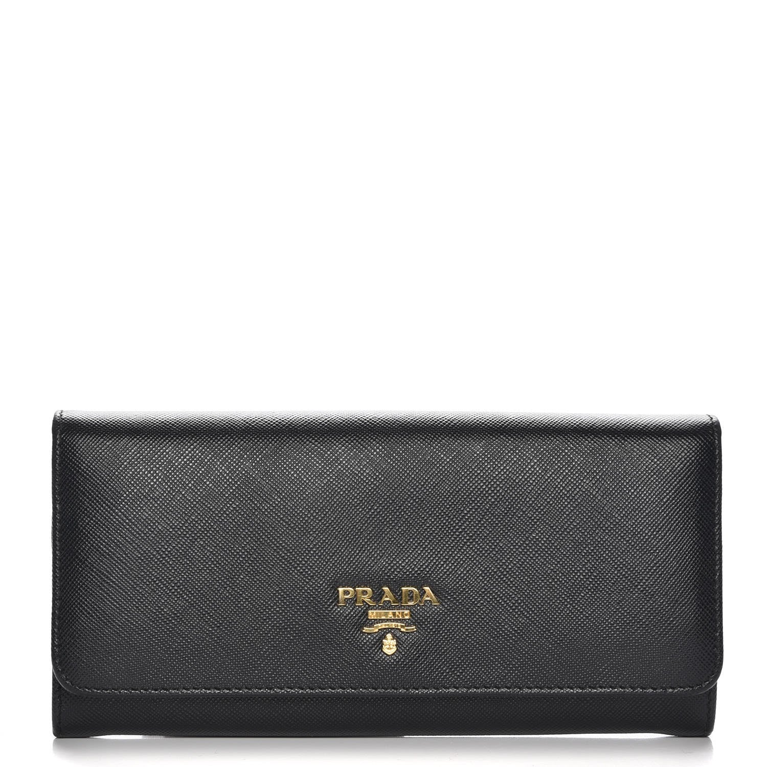 Prada Saffiano Metal Continental Flap Wallet Nero Black 1 of 9