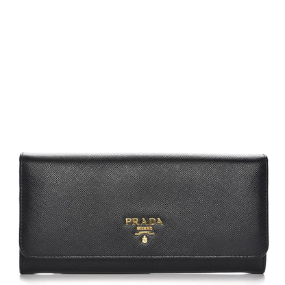 Prada Saffiano Metal Continental Flap Wallet Nero Black 1 of 9