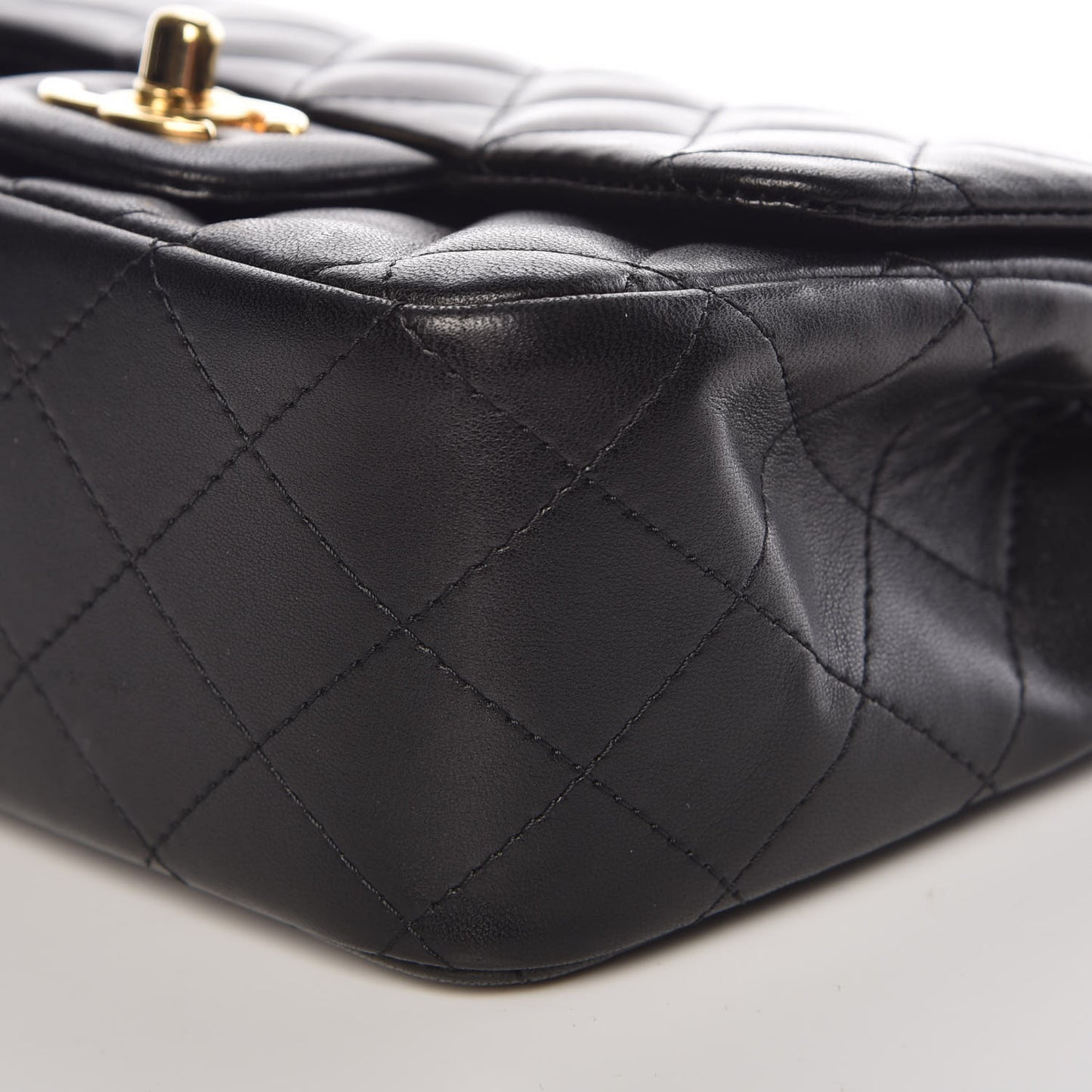 Lambskin Quilted Mini Square Flap Black