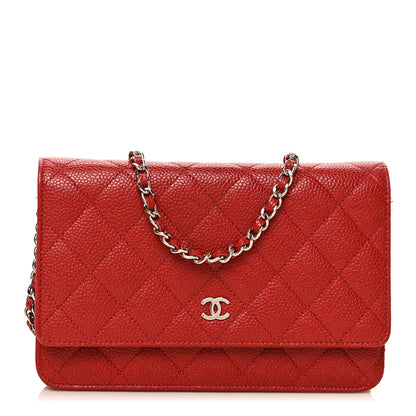 Chanel Caviar Quilted Wallet on Chain WOC Red 1 of 9