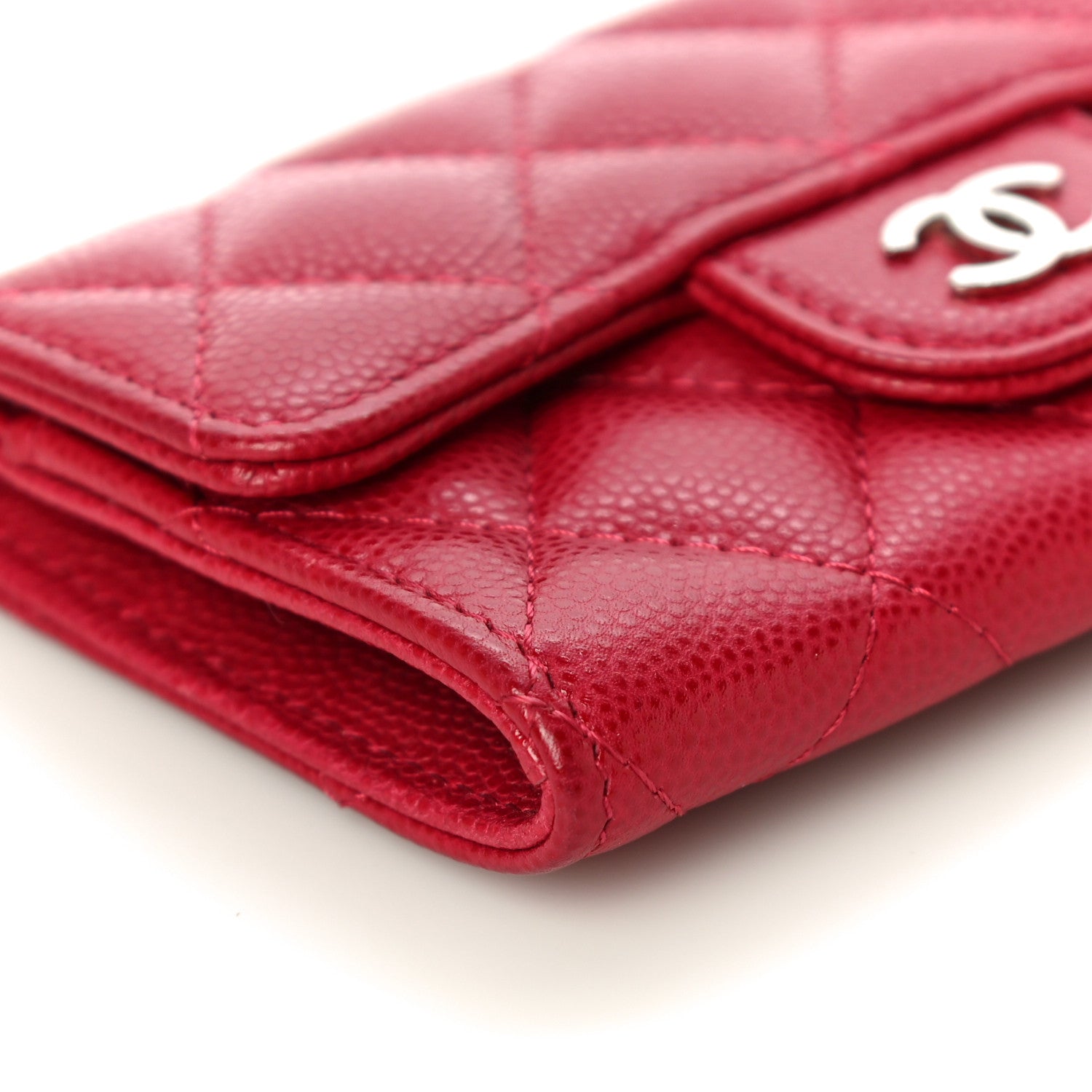 Chanel Caviar Quilted Flap Card Holder Dark Pink 9 of 10