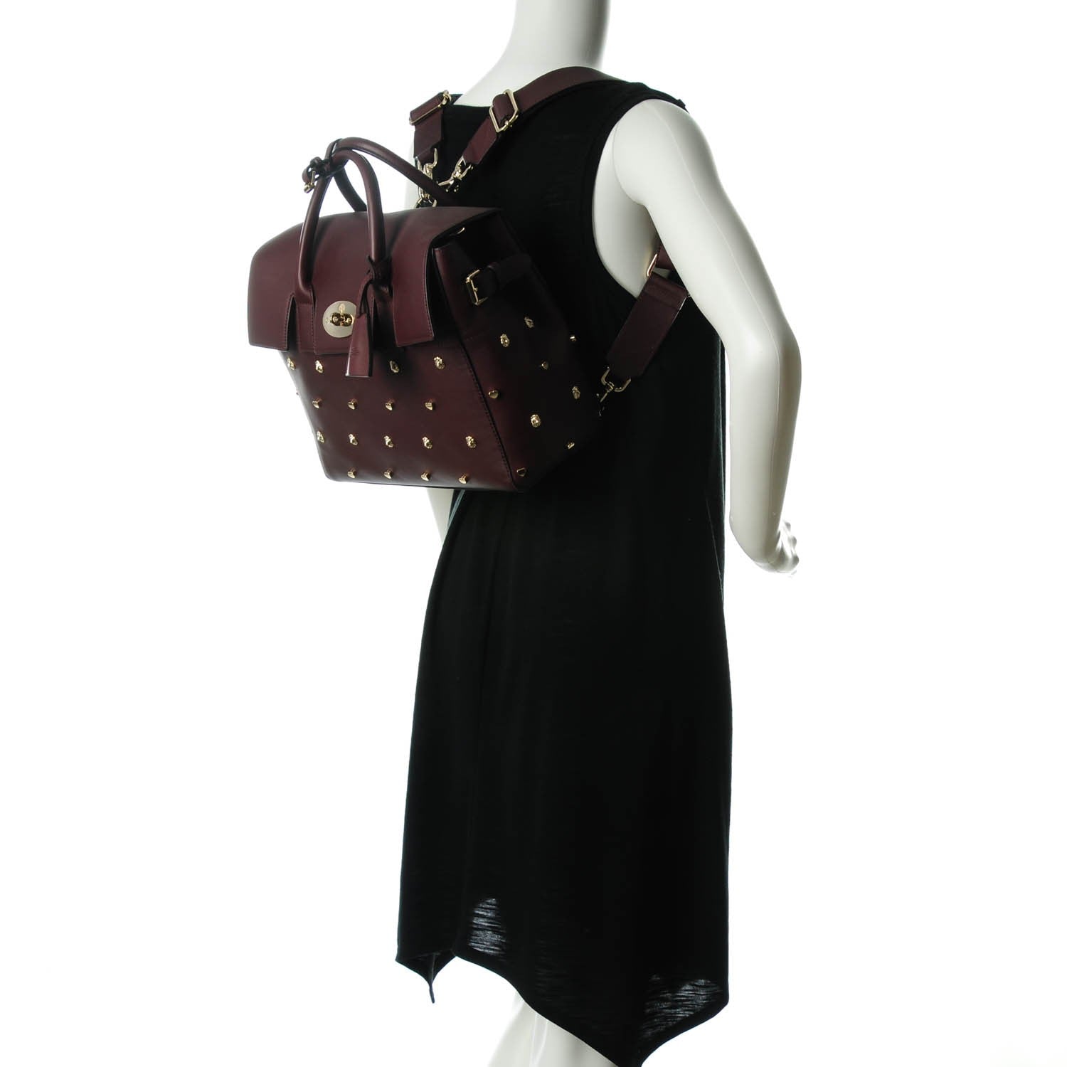 Mulberry Calfskin Studded Medium Cara Delevingne Convertible Satchel Oxblood 2 of 7